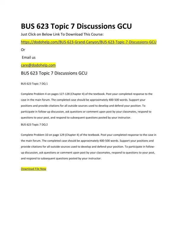 BUS 623 Topic 7 Discussions GCU