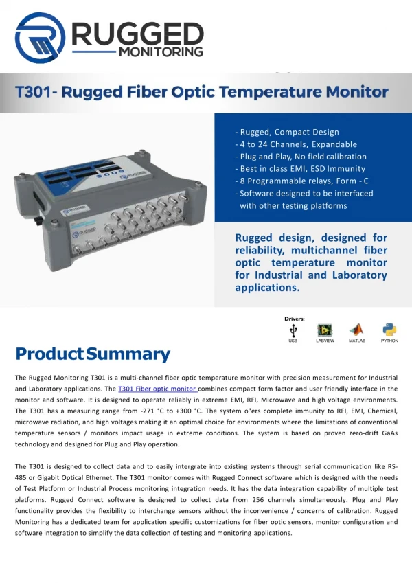 Dry type Transformer Temperature Monitor - T301 - Rugged Monitoring - PPT