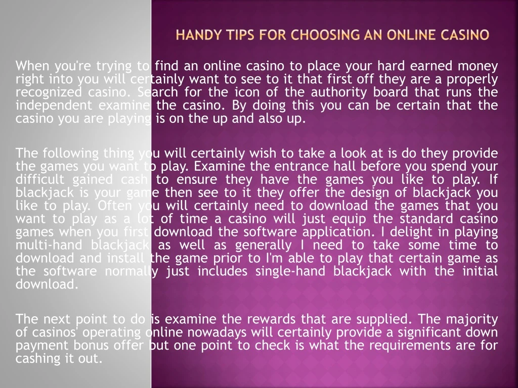 handy tips for choosing an online casino