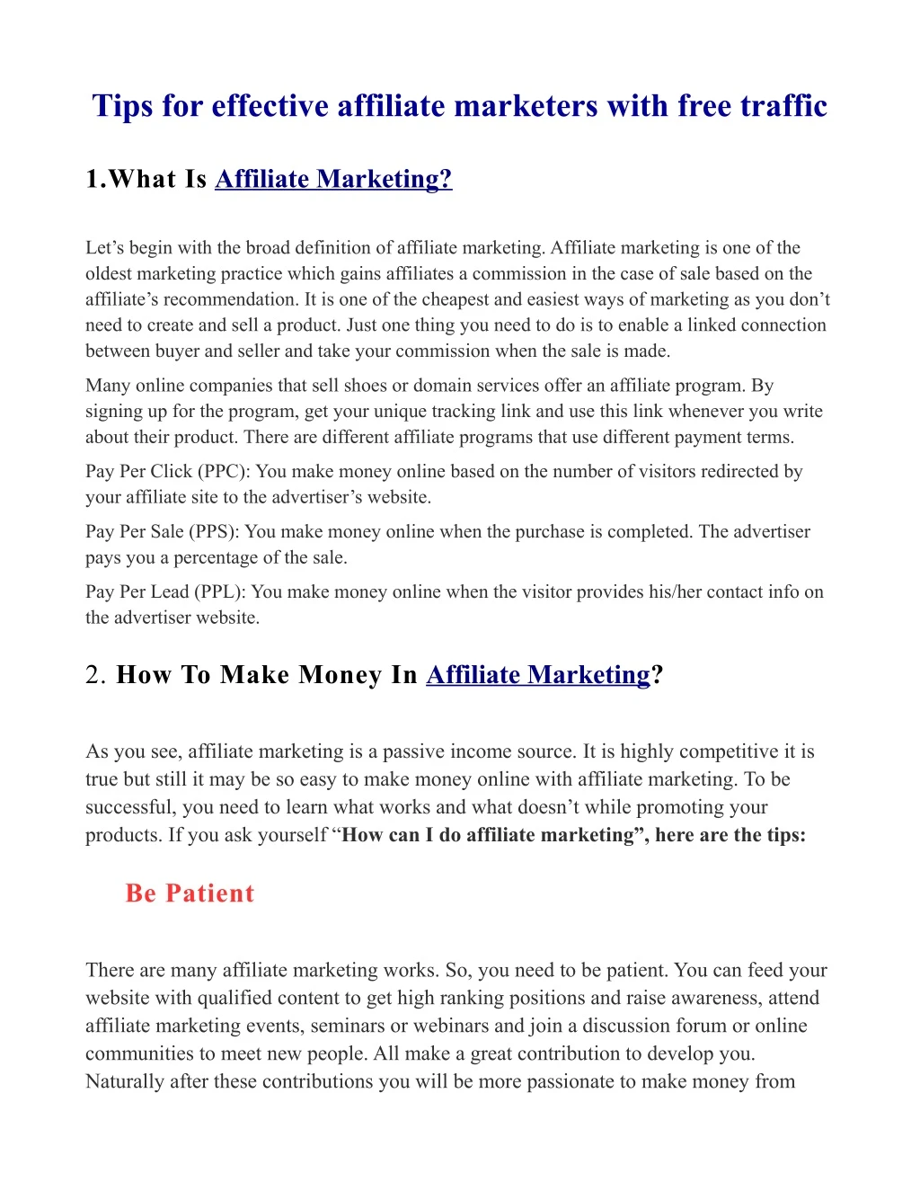 tips for effective affiliate marketers with free