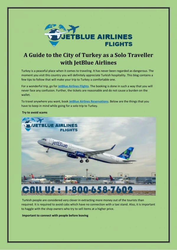 A Guide to the City of Turkey as a Solo Traveler with Jet Blue Airlines