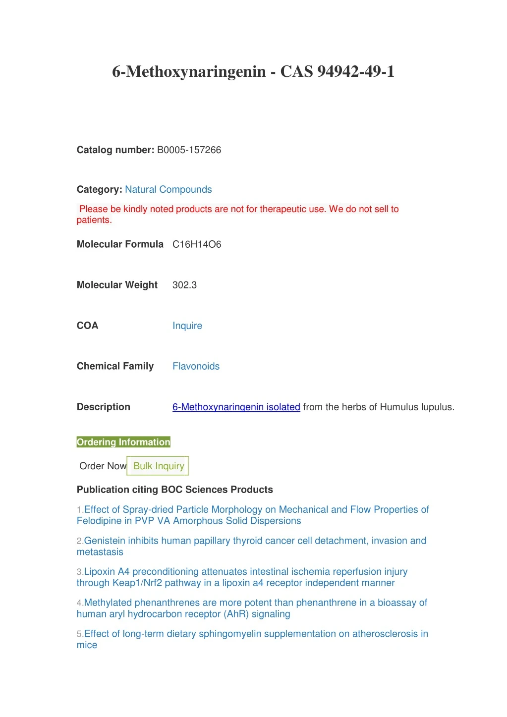 6 methoxynaringenin cas 94942 49 1