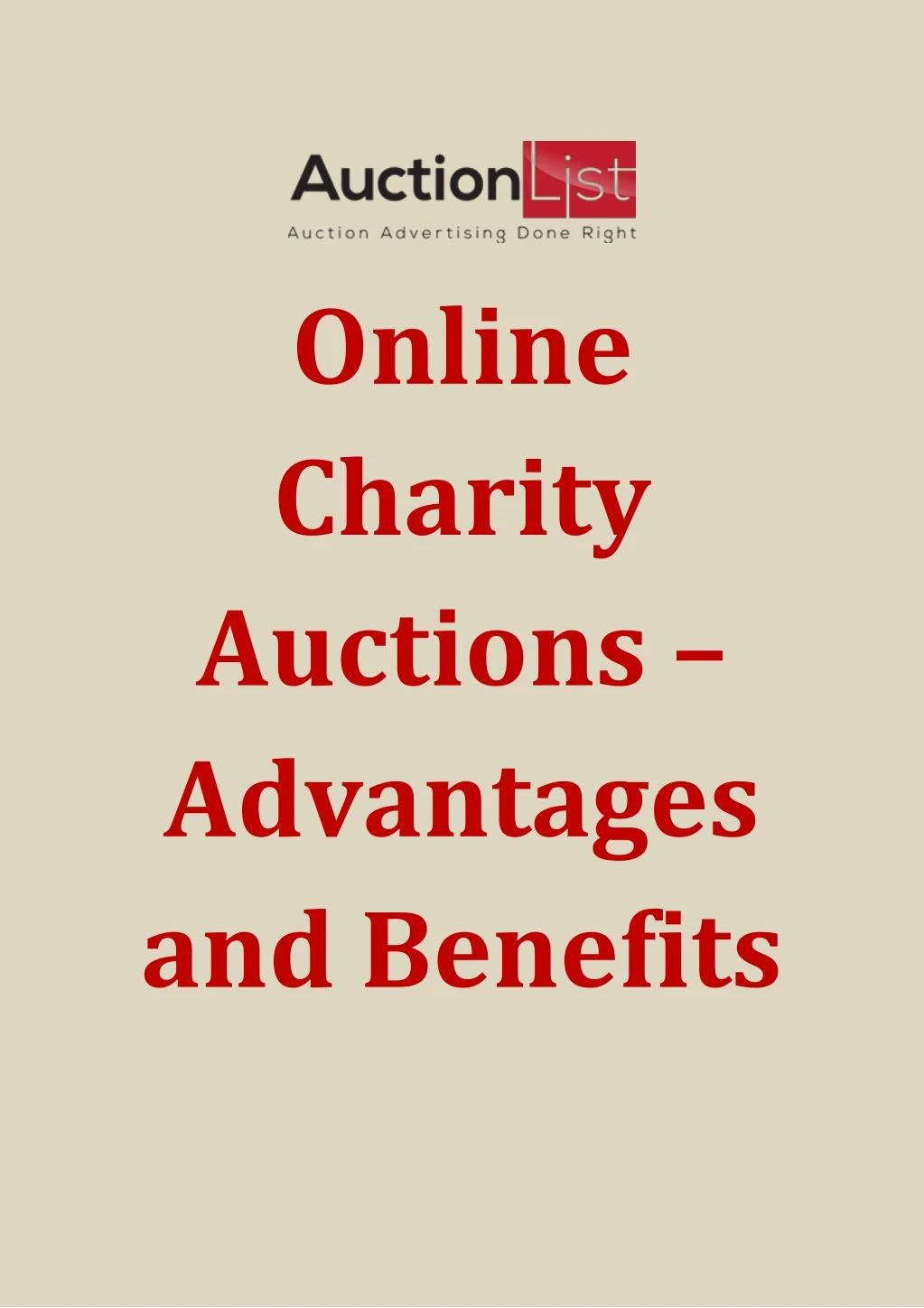 online charity auctions advantages and benefits