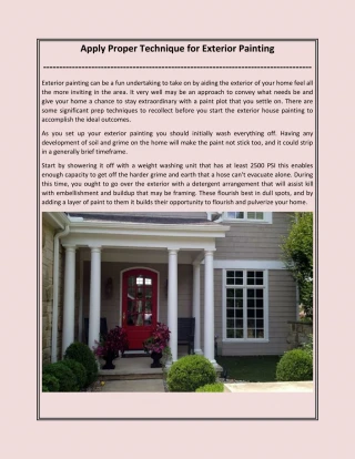 Apply Proper Technique for Exterior Painting - slide 1