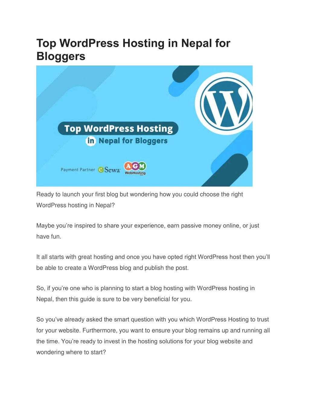 top wordpress hosting in nepal for bloggers