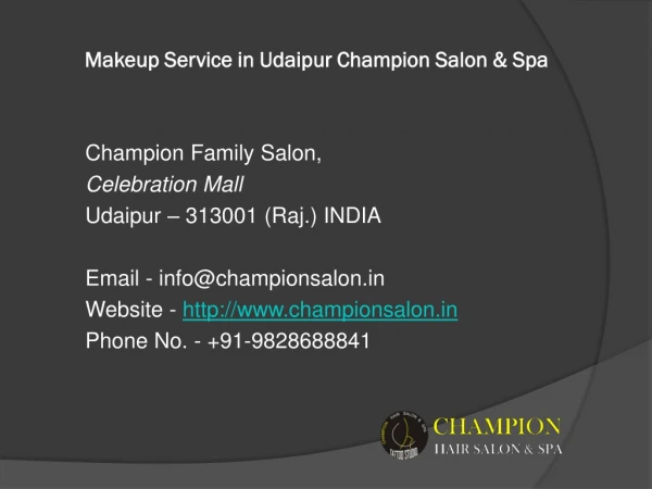 Makeup Service in Udaipur Champion Salon and Spa Bridal Makeup