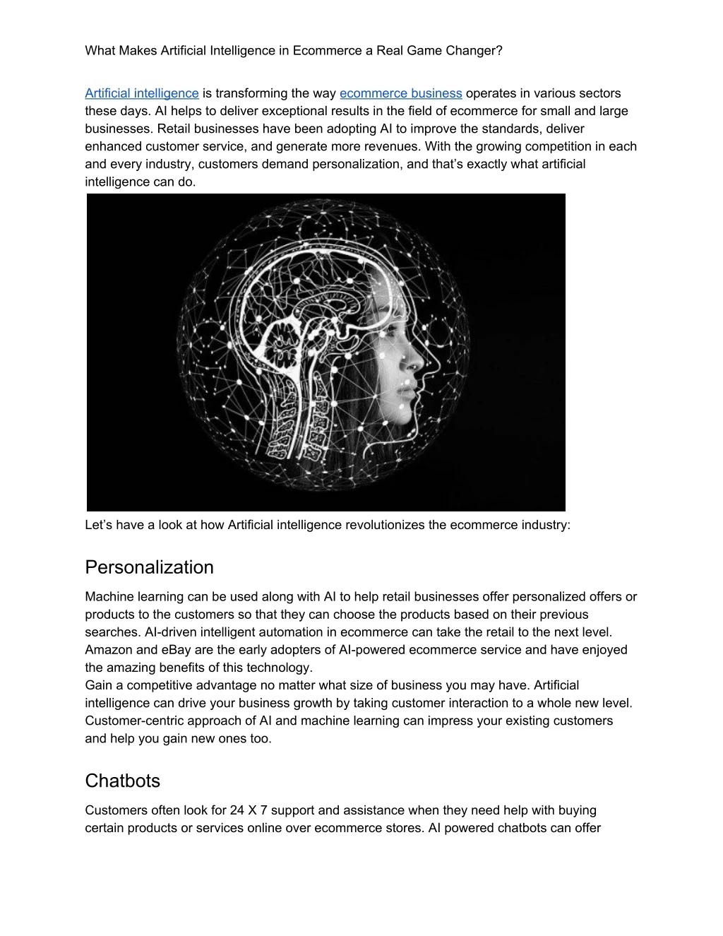 what makes artificial intelligence in ecommerce