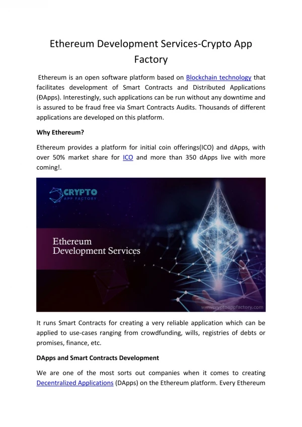 Ethereum Development Services-Crypto App Factory