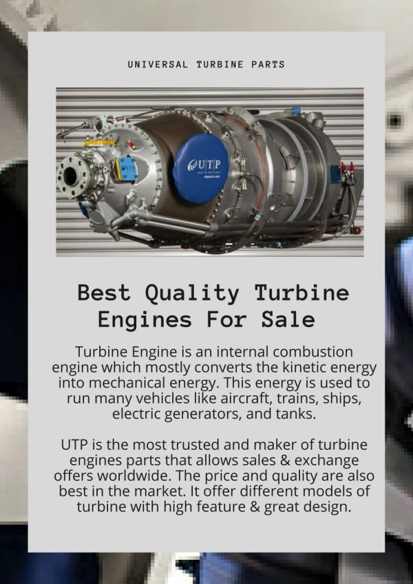 Get the High Quality Turbine Engines For Sale