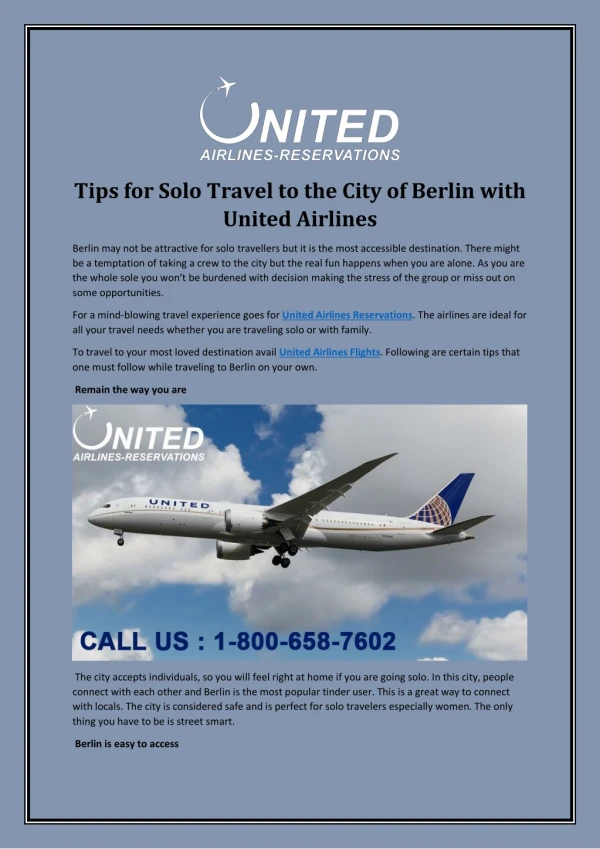 Tips for Solo Travel to the City of Berlin with United Airlines