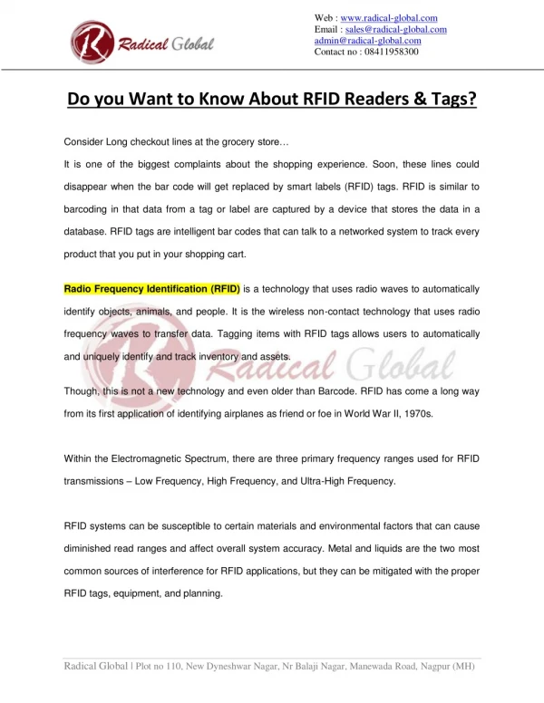 RFID Reader and RFID Tags
