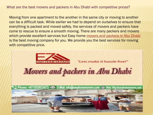 Which movers and packers in Abu Dhabi Offer best price!