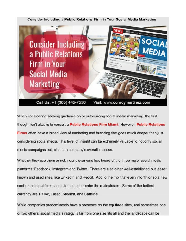 Consider Including a Public Relations Firm in Your Social Media Marketing