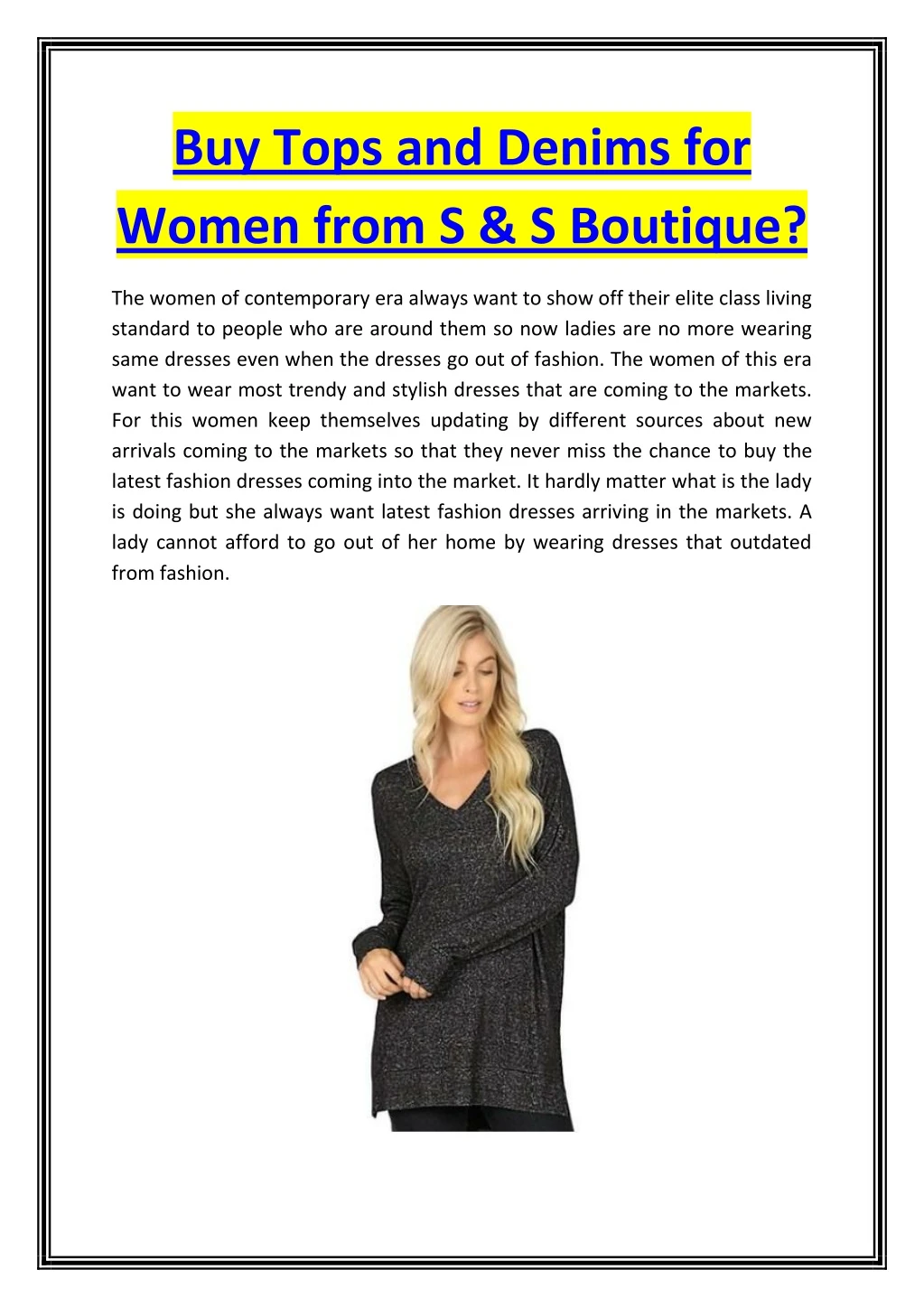 buy tops and denims for women from s s boutique