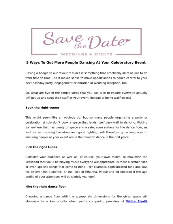5 Ways To Get More People Dancing At Your Celebratory Event
