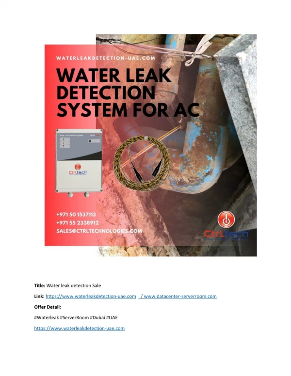 Water leak detection Sale #Waterleak #ServerRoom #Dubai #UAE