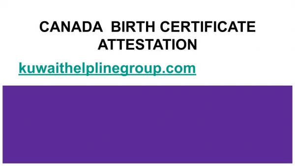 Canada Birth Certificate Attestation