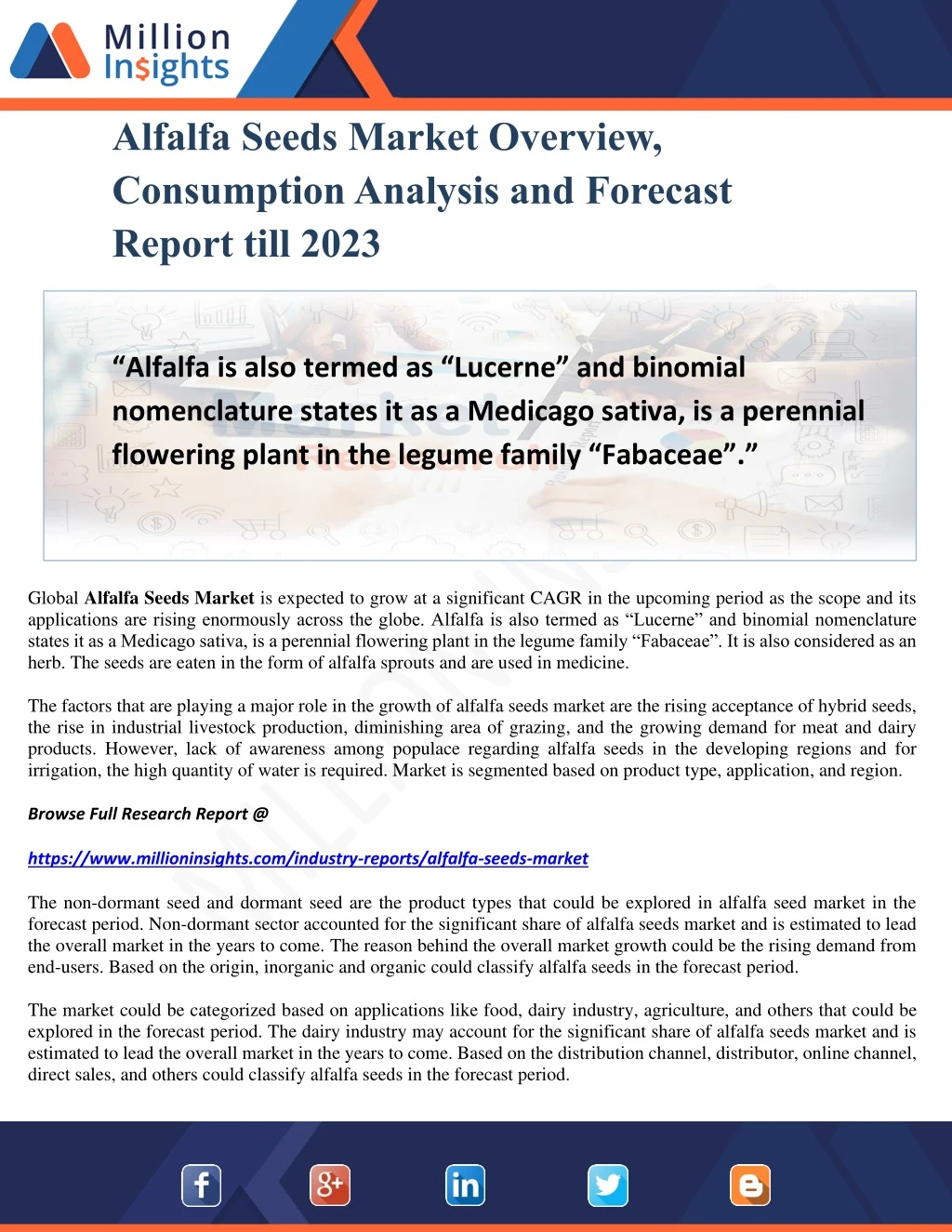 alfalfa seeds market overview consumption
