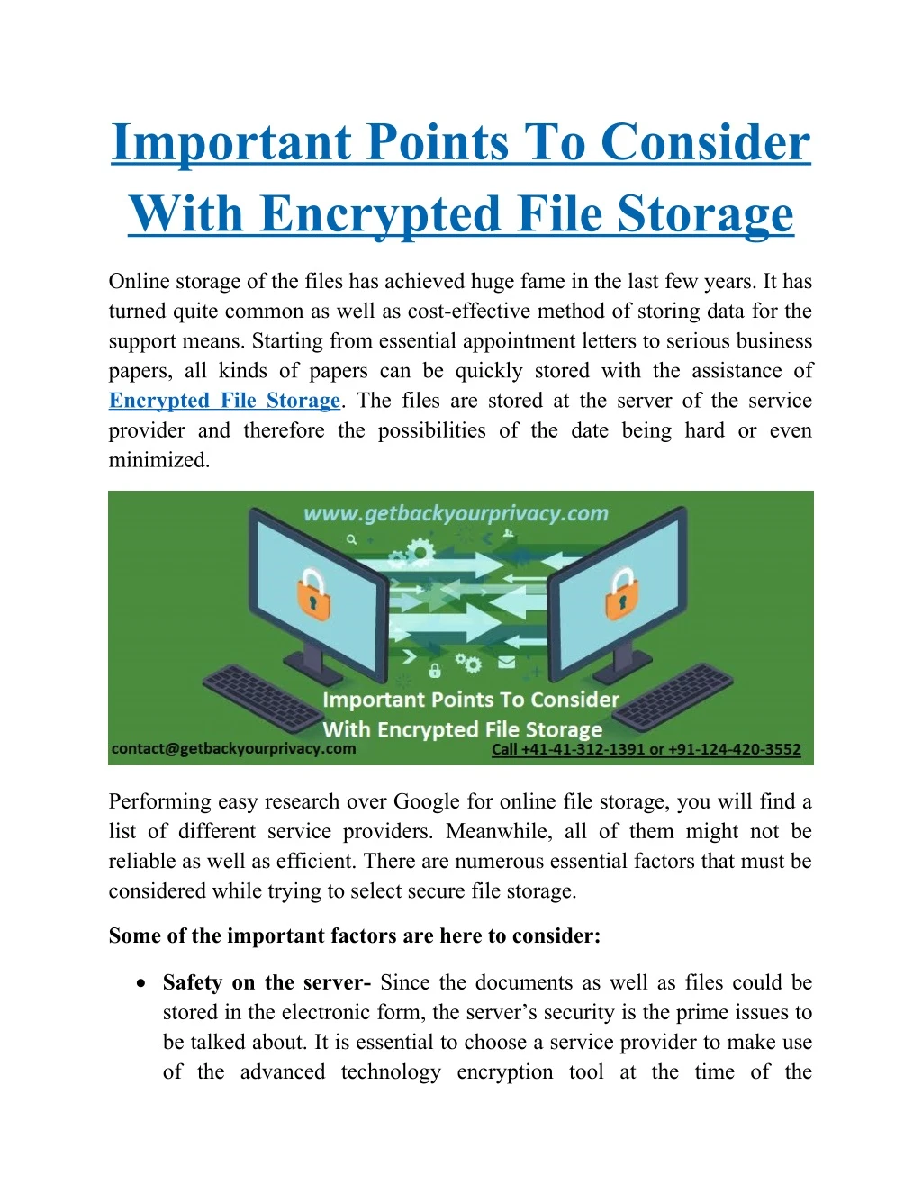 important points to consider with encrypted file