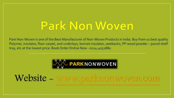 Best Manufacturer of Non Woven Products in India - Park Non Woven