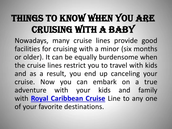 Things to know when you are cruising with a Baby
