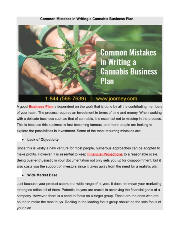 Common Mistakes in Writing a Cannabis Business Plan