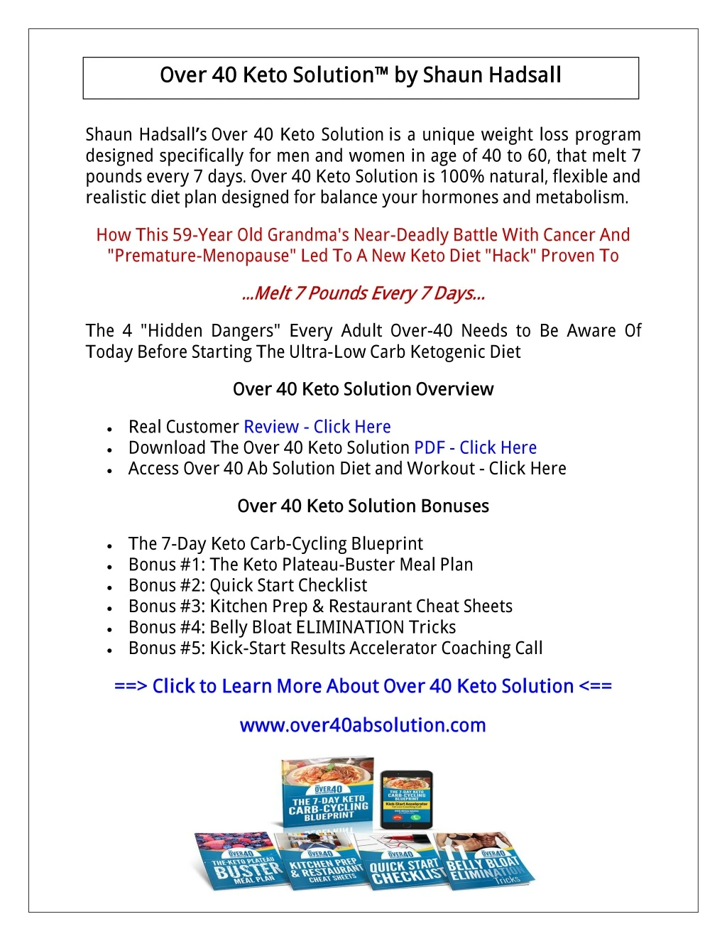 over 40 keto solution by shaun hadsall