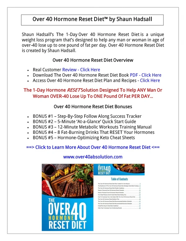 (PDF) Over 40 Hormone Reset Diet PDF Free Download: Shaun Hadsall PDF Download