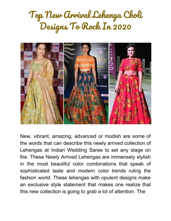 Top New Arrival Lehenga Choli Designs 2020