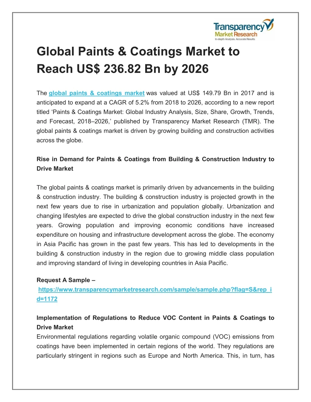 global paints coatings market to reach