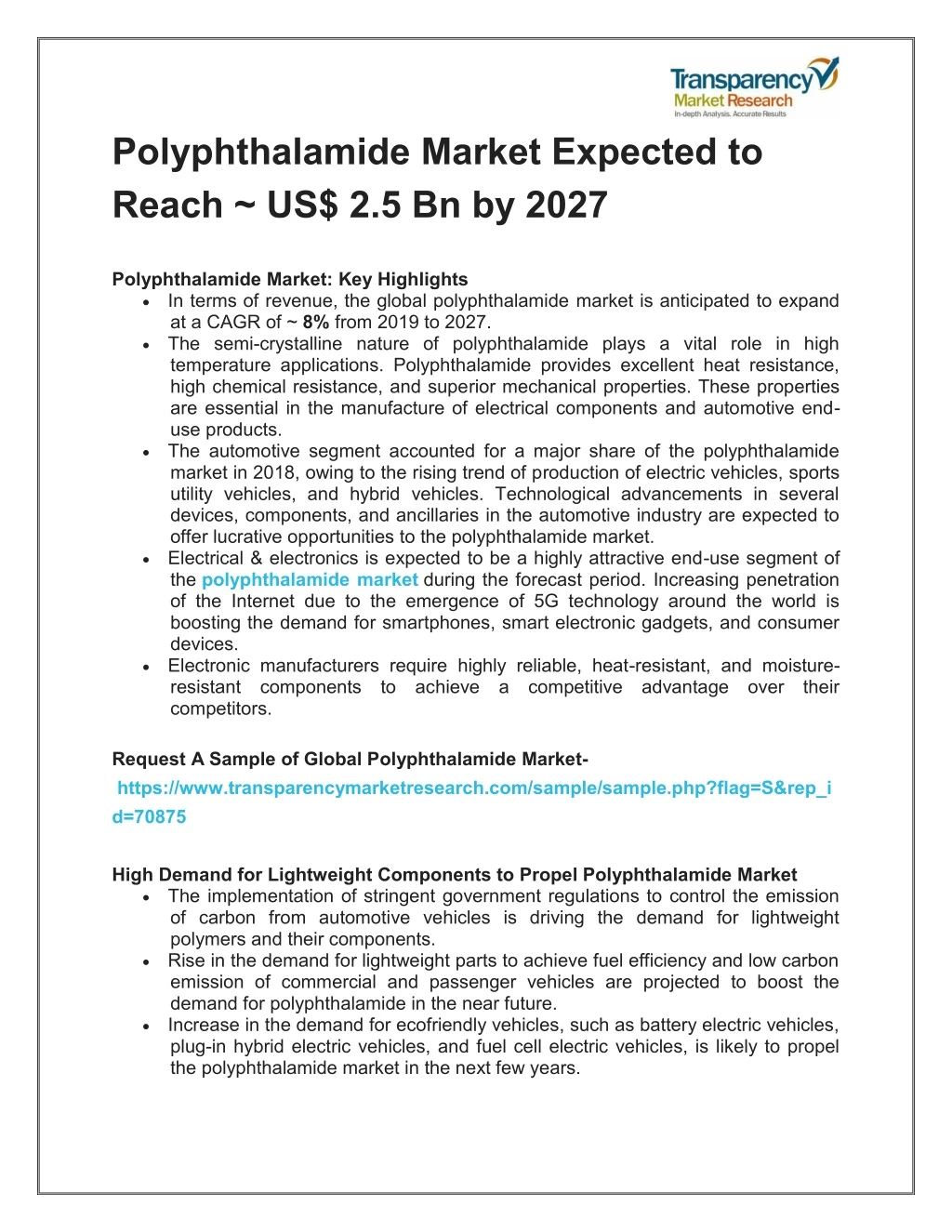 polyphthalamide market expected to reach