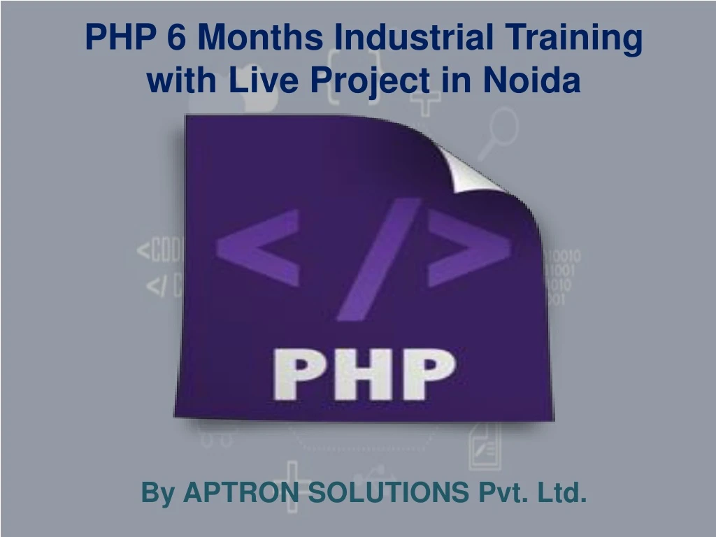 php 6 months industrial training with live project in noida