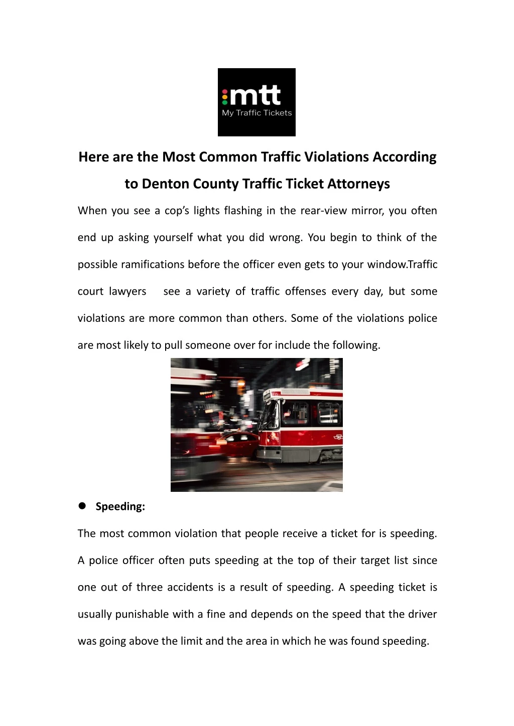 here are the most common traffic violations