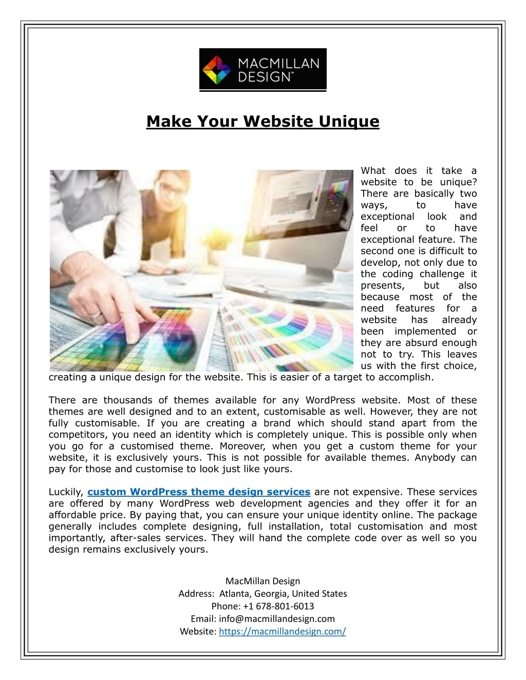 make your website unique