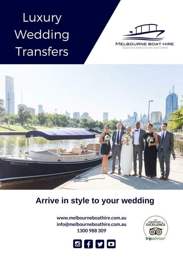 Melbourne boat hire wedding transfers