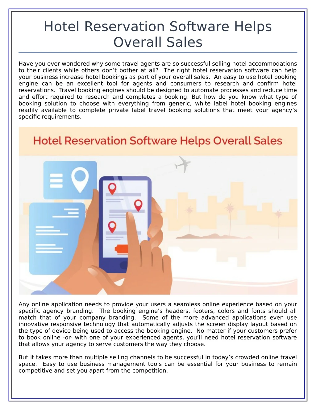 hotel reservation software helps overall sales