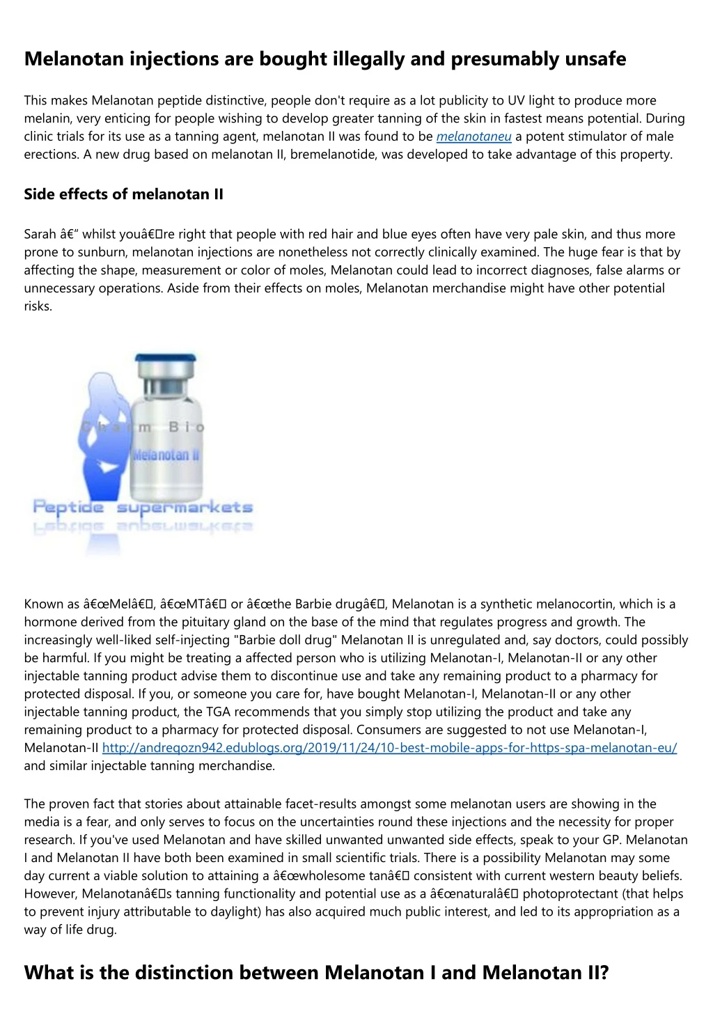 melanotan injections are bought illegally