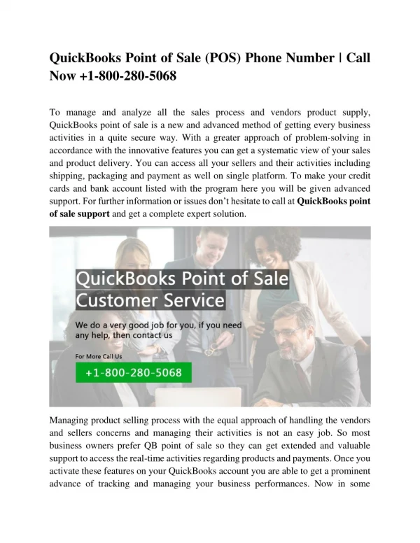 QuickBooks Point of Sale (POS) Phone Number | Call Now 1-800-280-5068
