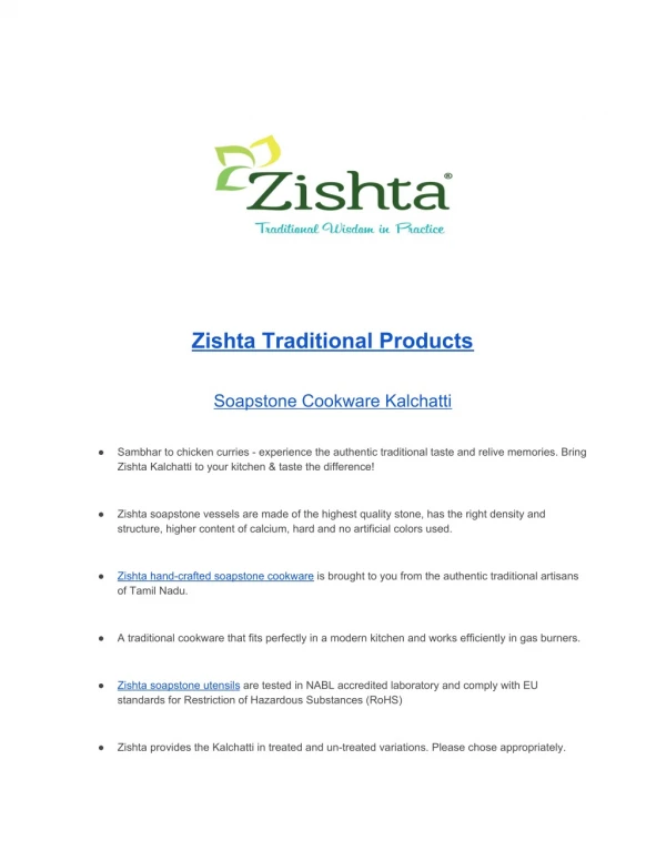 Soapstone cookware Kalchatti | Zishta