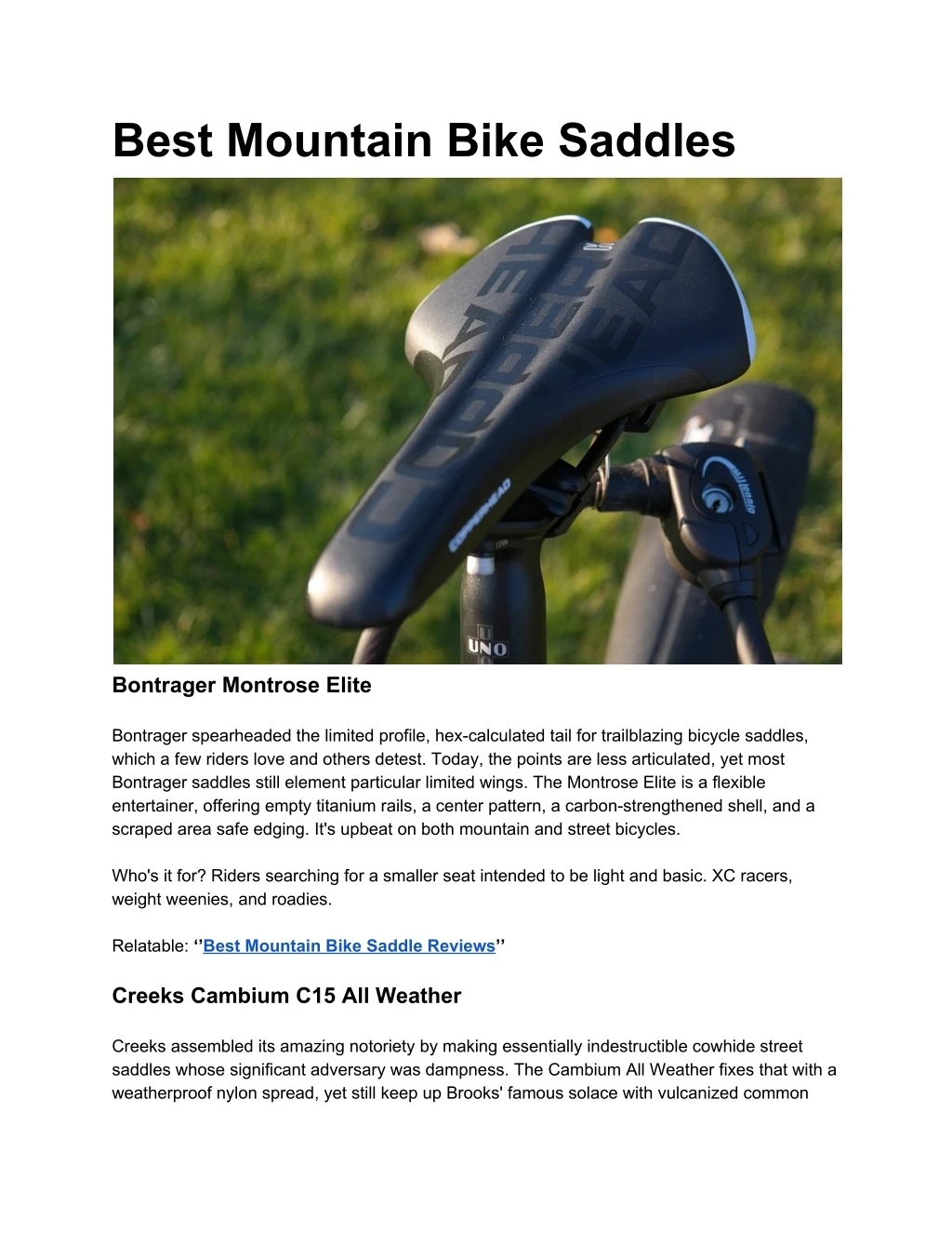 best mountain bike saddles