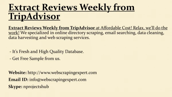 Extract Reviews Weekly from TripAdvisor