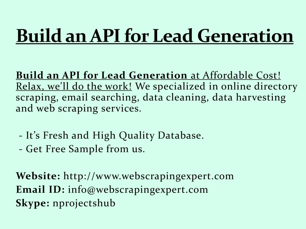 build an api for lead generation