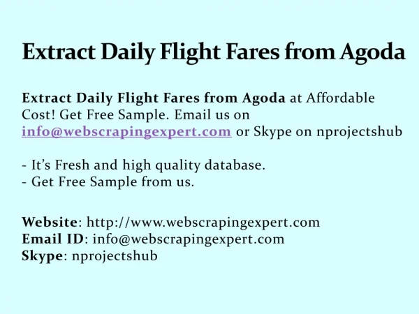 Extract Daily Flight Fares from Agoda