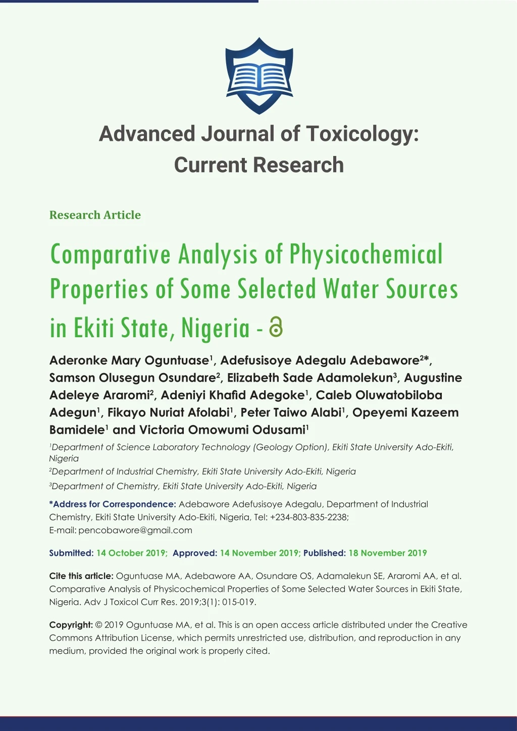 advanced journal of toxicology current research