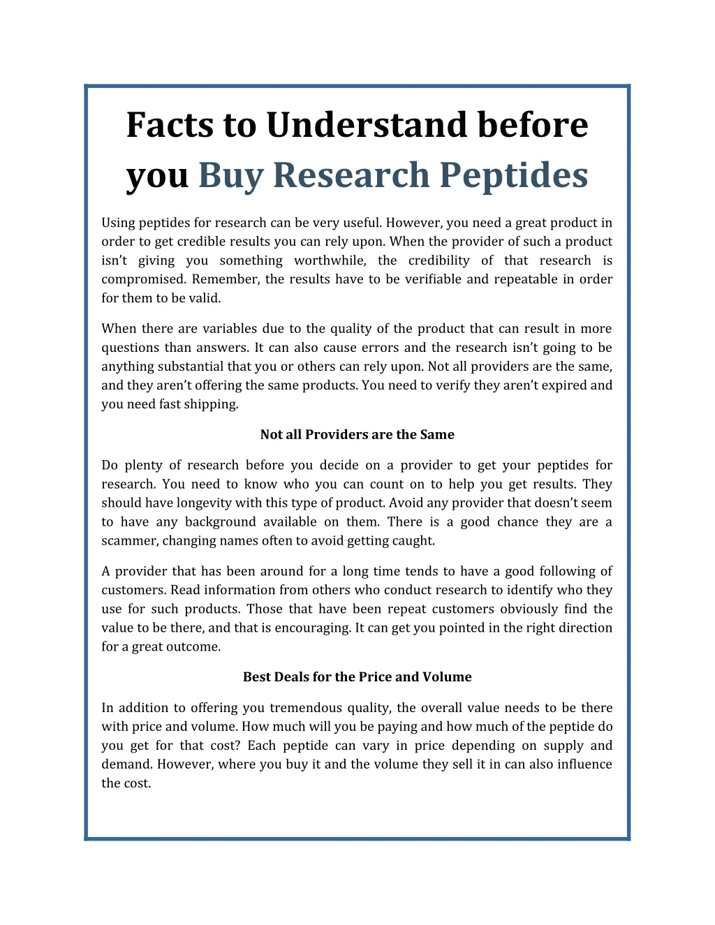 facts to understand before you buy research