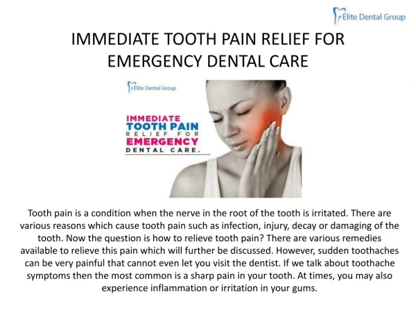 Immediate Tooth Pain Relief for Emergency Dental Care