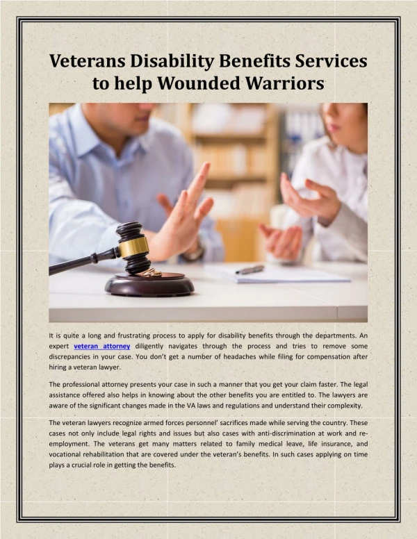 Veterans Disability Benefits Services to help Wounded Warriors