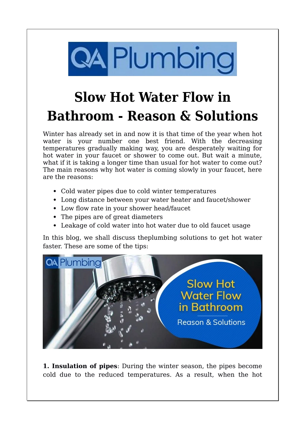 slow hot water flow in bathroom reason solutions