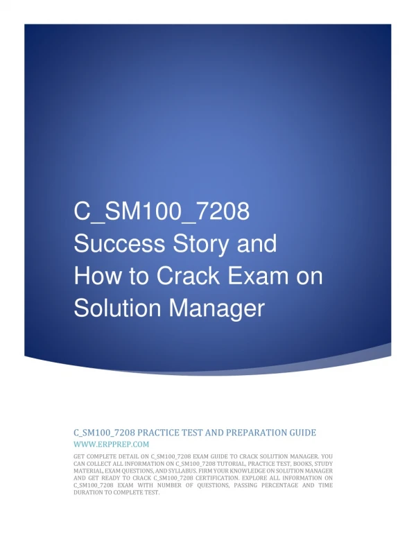 C_SM100_7208 Success Story and How to Crack Exam on Solution Manager