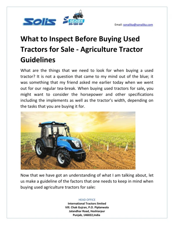 What to Inspect Before Buying Used Tractors for Sale - Agriculture Tractor Guidelines